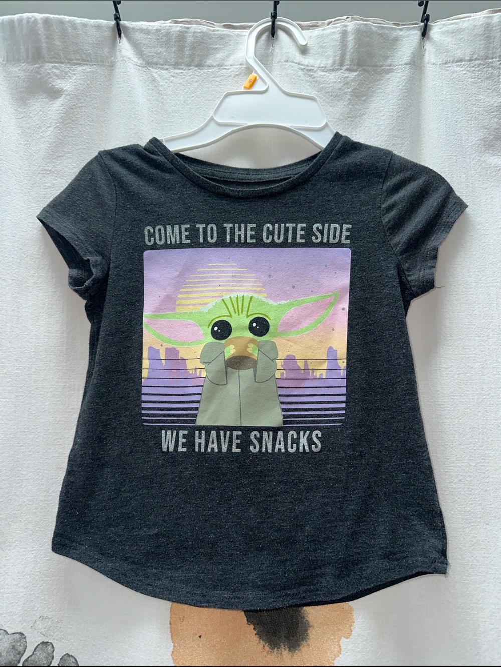 Star Wars Kids Black Tee with Green, Purple & Yellow Graphic